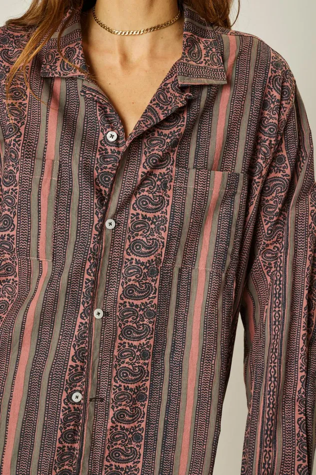 Women Natalie Martin Tops Louis Shirt Paisley Stripe Heather Women Natalie Martin Tops Louis Shirt Paisley Stripe Heather