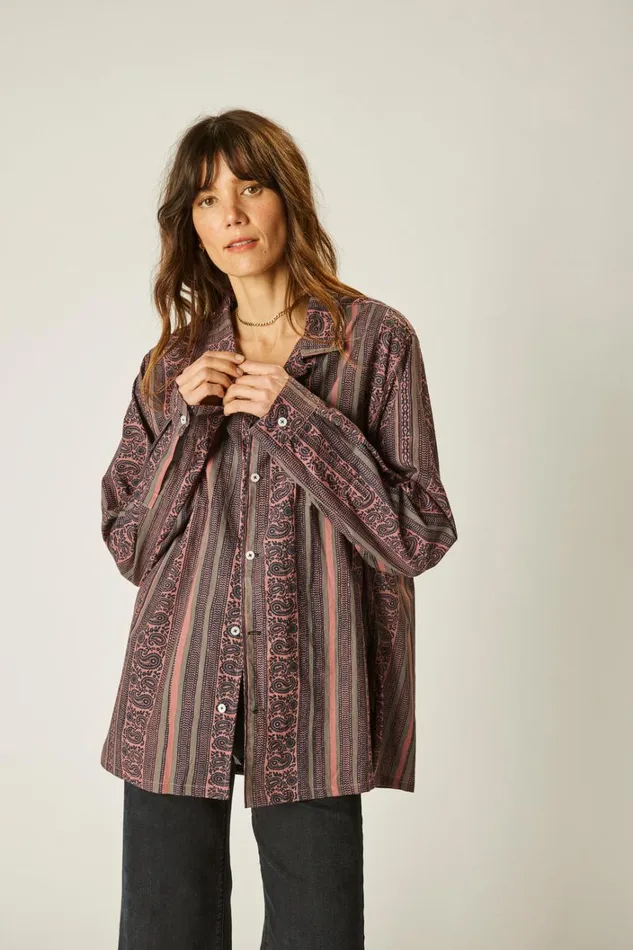Women Natalie Martin Tops Louis Shirt Paisley Stripe Heather Women Natalie Martin Tops Louis Shirt Paisley Stripe Heather