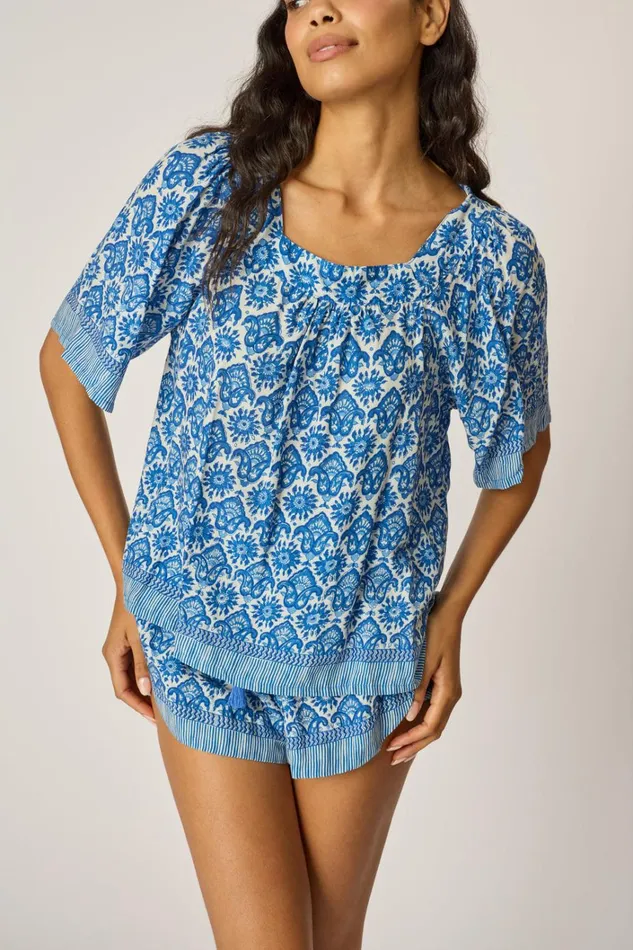 Women Natalie Martin Tops Nikki Top Fleurdelis Blue Women Natalie Martin Tops Nikki Top Fleurdelis Blue