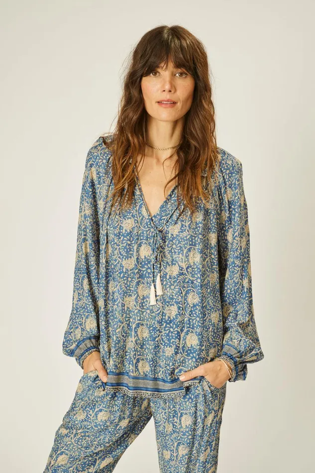 Women Natalie Martin Tops Penny Blouse Water Lily Blue