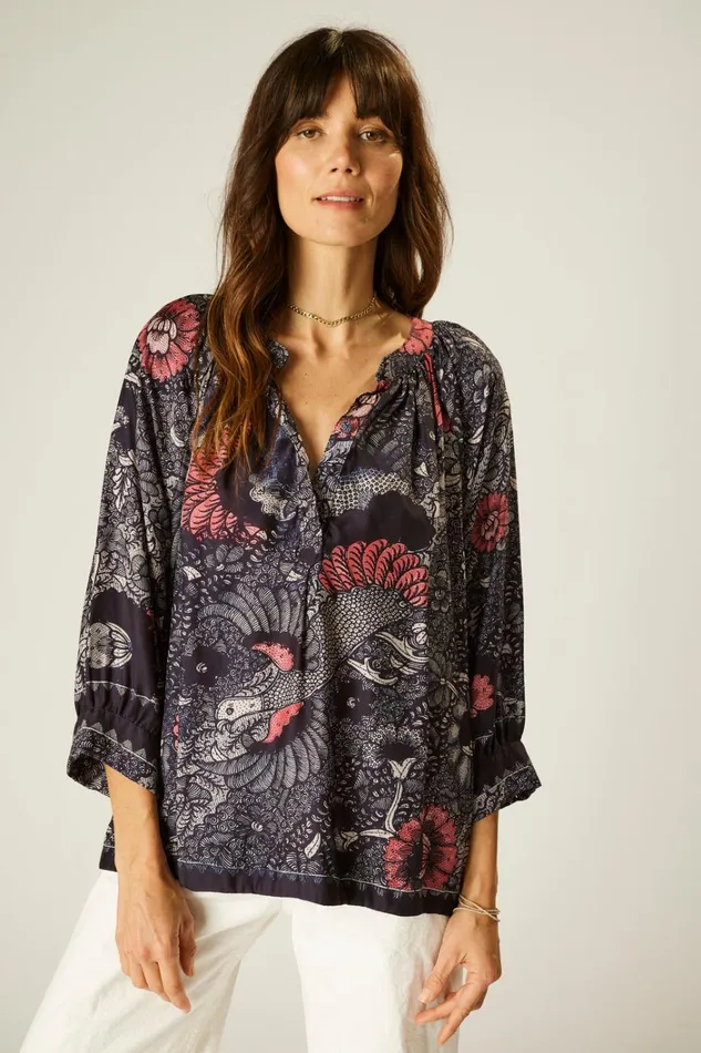 Women Natalie Martin Tops Remy Top Peacock Ink