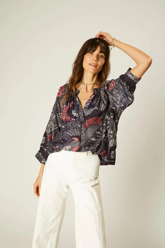 Women Natalie Martin Tops Remy Top Peacock Ink