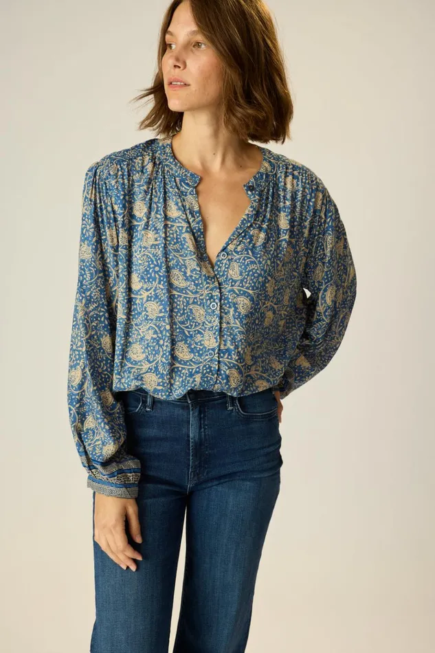 Women Natalie Martin Tops Tolan Shirt Water Lily Blue