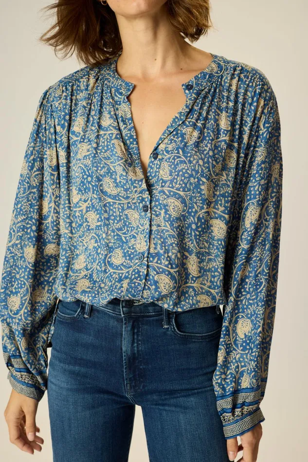 Women Natalie Martin Tops Tolan Shirt Water Lily Blue