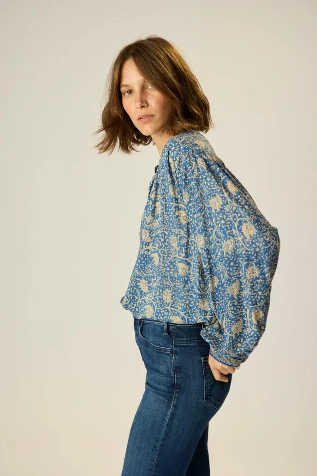 Women Natalie Martin Tops Tolan Shirt Water Lily Blue