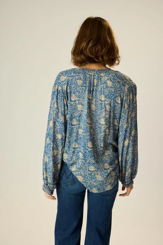 Women Natalie Martin Tops Tolan Shirt Water Lily Blue