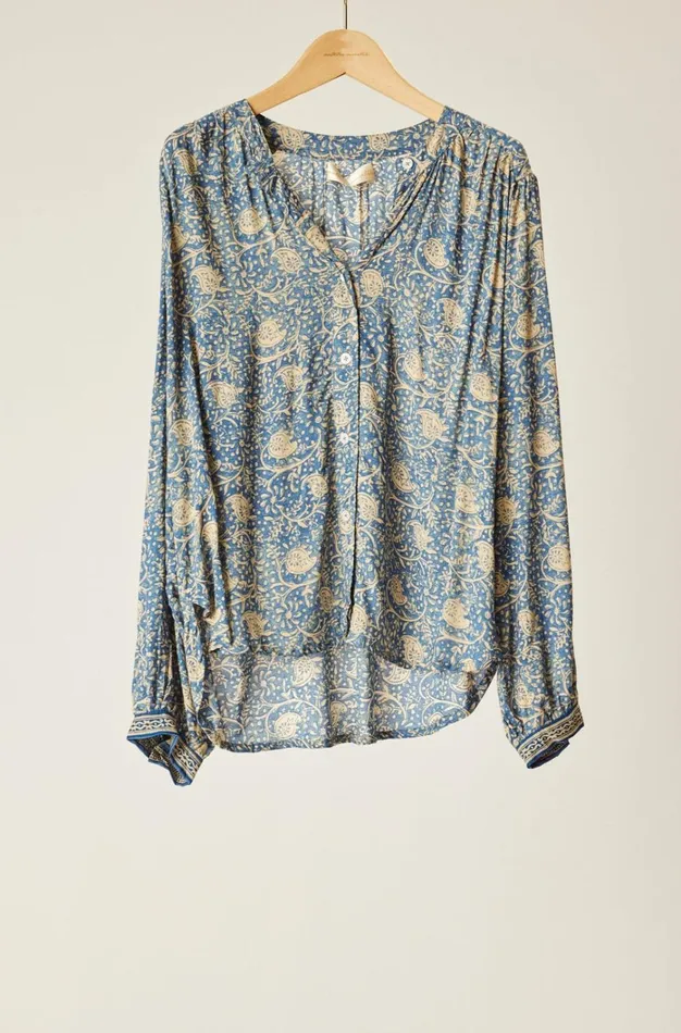 Women Natalie Martin Tops Tolan Shirt Water Lily Blue