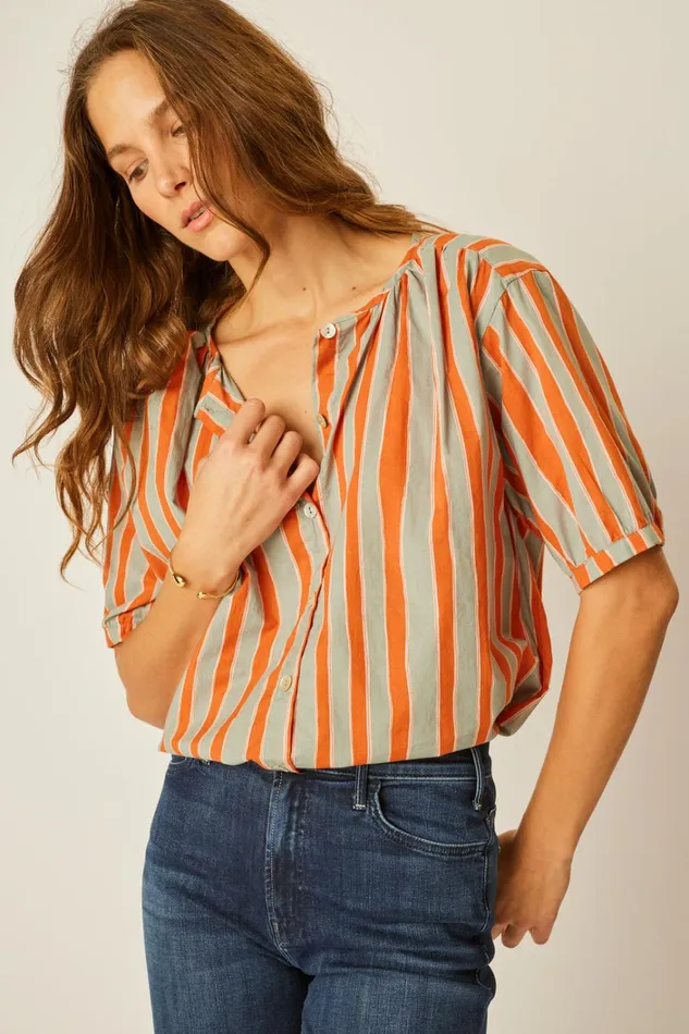 Women Natalie Martin Tops Violet Top Batik Stripe Sage