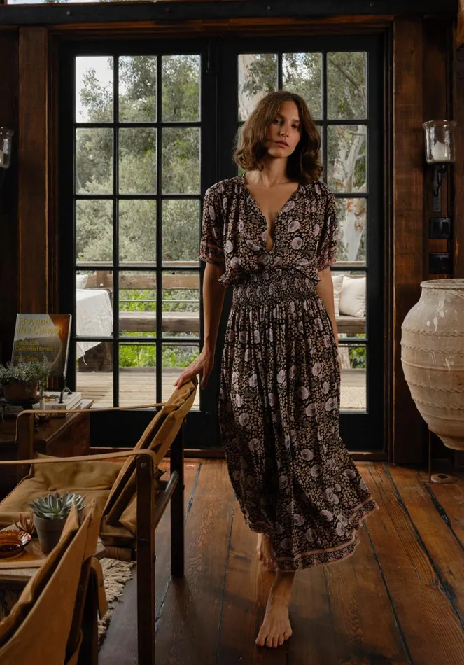 Women Natalie Martin Tops Violet Top Vintage Flowers Sepia