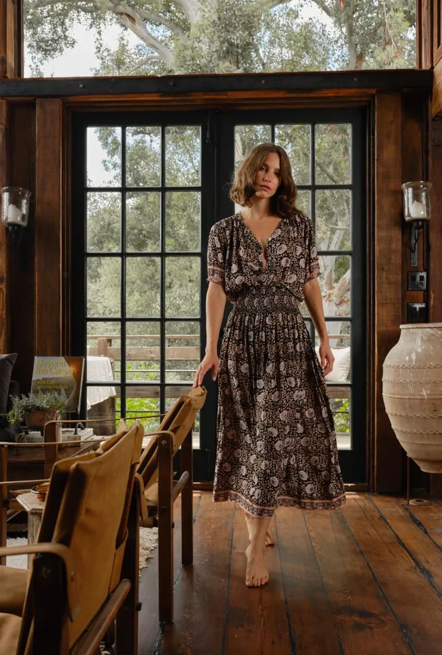 Women Natalie Martin Tops Violet Top Vintage Flowers Sepia