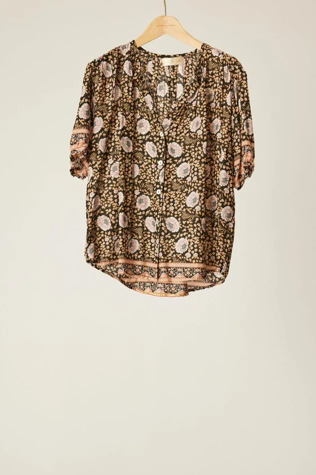 Women Natalie Martin Tops Violet Top Vintage Flowers Sepia