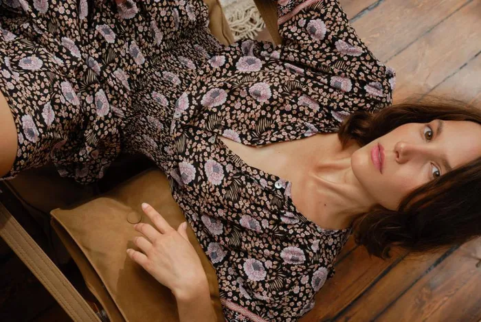 Women Natalie Martin Tops Violet Top Vintage Flowers Sepia