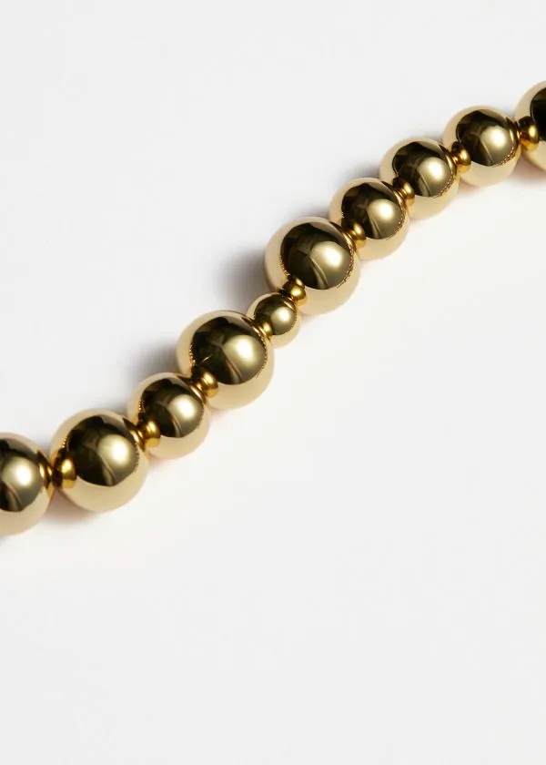 Women Necklaces and Other Stories Asymmetrical Beaded Necklace Gold