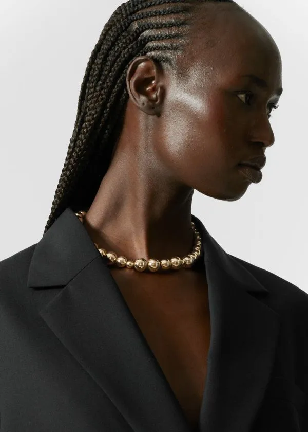 Women Necklaces and Other Stories Asymmetrical Beaded Necklace Gold