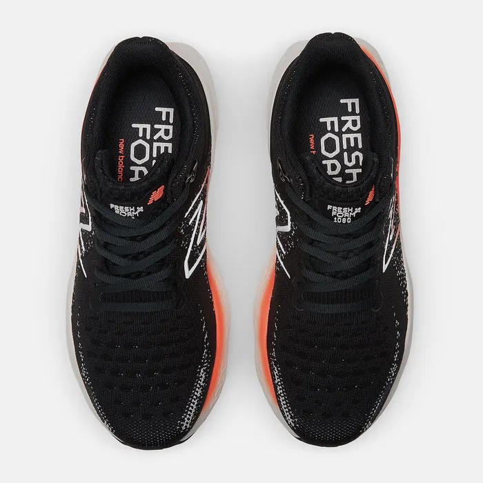 Women New Balance Fresh Foam X 1080v12 Black with Neon Dragonfly and Washed Pink Walking