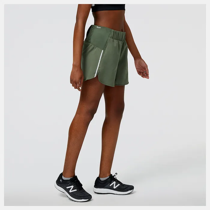 Women New Balance Impact Run 5in Short DEEP OLIVE GREEN Shorts
