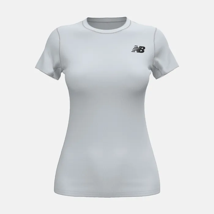 Women New Balance W Baselayer Short Sleeve Top WHITE Shirts