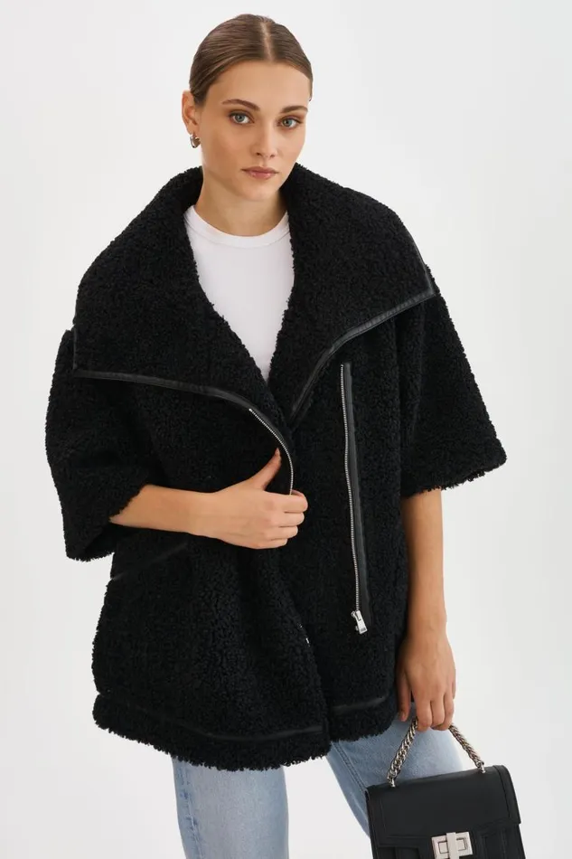 Women OHANNA Sherpa Coat Black LAMARQUE Sherpa