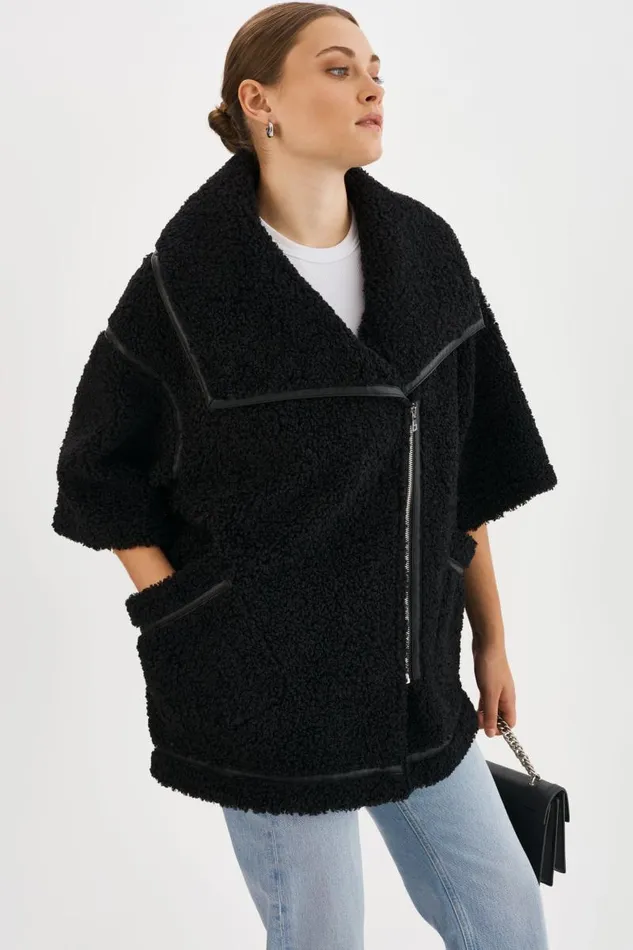 Women OHANNA Sherpa Coat Black LAMARQUE Sherpa Women OHANNA Sherpa Coat Black LAMARQUE Sherpa