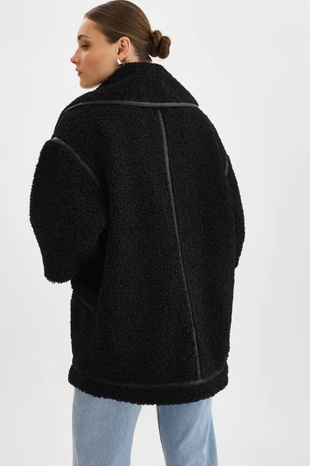 Women OHANNA Sherpa Coat Black LAMARQUE Sherpa Women OHANNA Sherpa Coat Black LAMARQUE Sherpa