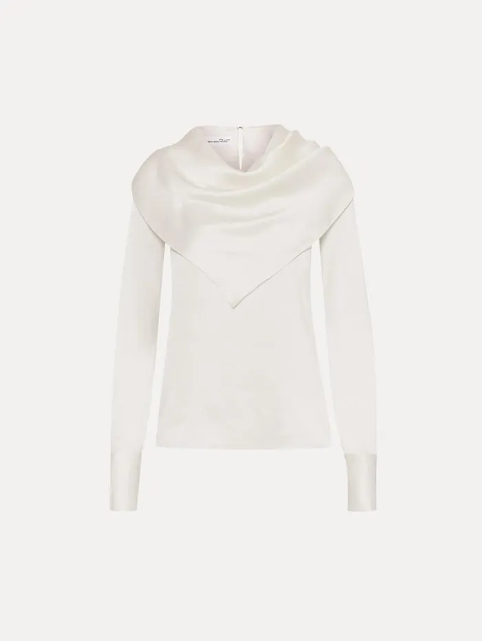 Women Oscar De La Renta Blouses and Knits DrapedDetail Silk Blouse Ivory