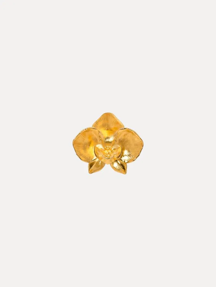 Women Oscar De La Renta Brooches and Hair Accessories Small Orchid Brooch Gold Women Oscar De La Renta Brooches and Hair Accessories Small Orchid Brooch Gold