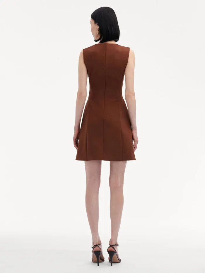 Women Oscar De La Renta Dresses Bow Button Split Skirt Dress Cocoa