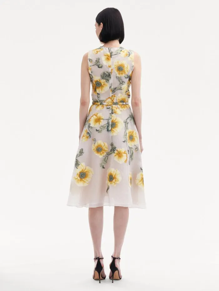 Women Oscar De La Renta Dresses Degrad Poppy Fil Coupe Dress Grey Yellow Women Oscar De La Renta Dresses Degrad Poppy Fil Coupe Dress Grey Yellow