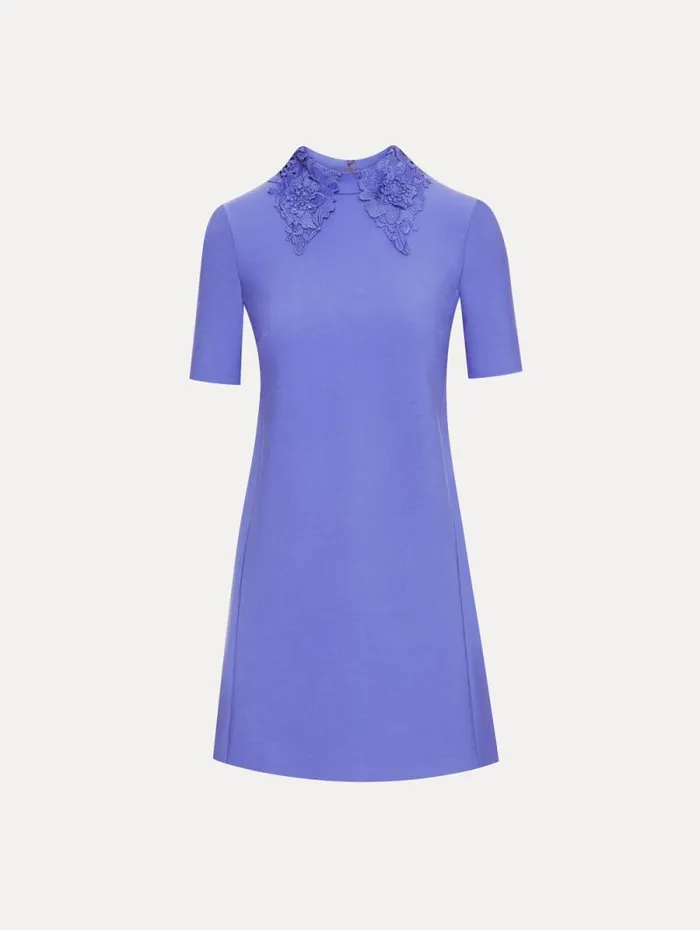 Women Oscar De La Renta Dresses Floral Guipure Collar Mini Dress Crocus