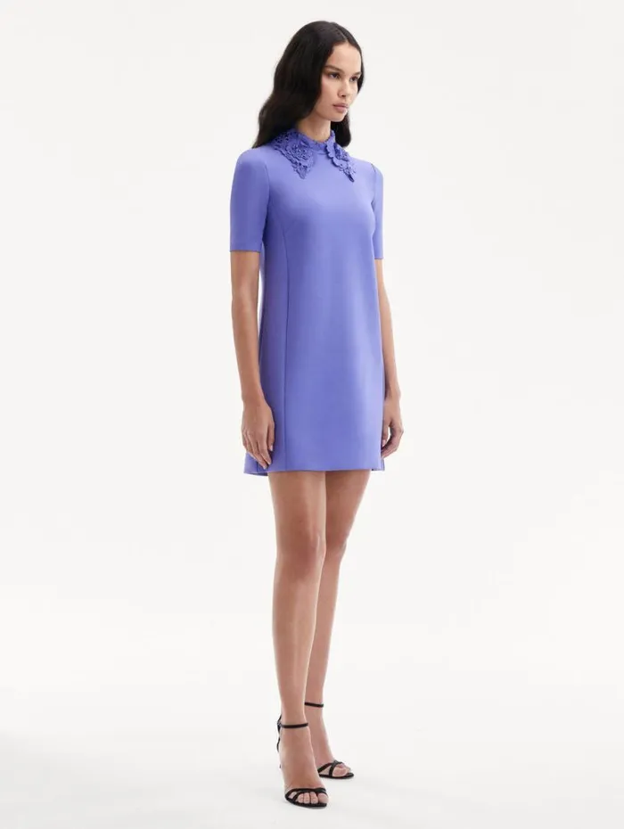 Women Oscar De La Renta Dresses Floral Guipure Collar Mini Dress Crocus Women Oscar De La Renta Dresses Floral Guipure Collar Mini Dress Crocus