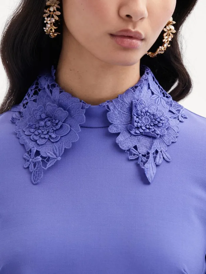 Women Oscar De La Renta Dresses Floral Guipure Collar Mini Dress Crocus Women Oscar De La Renta Dresses Floral Guipure Collar Mini Dress Crocus