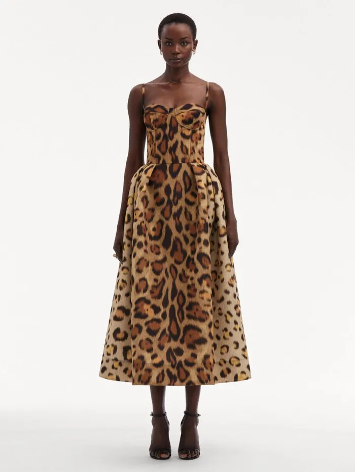 Women Oscar De La Renta Dresses Jaguar Faille Cocktail Dress Beige Multi Women Oscar De La Renta Dresses Jaguar Faille Cocktail Dress Beige Multi