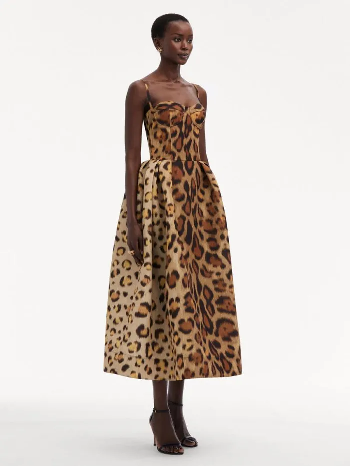 Women Oscar De La Renta Dresses Jaguar Faille Cocktail Dress Beige Multi Women Oscar De La Renta Dresses Jaguar Faille Cocktail Dress Beige Multi