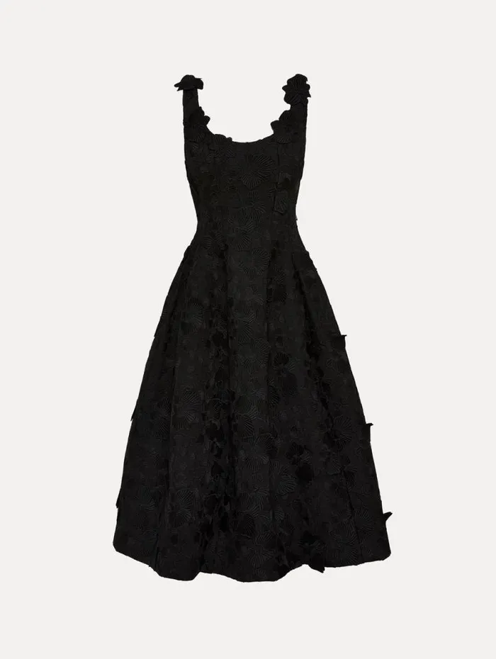 Women Oscar De La Renta Dresses Orchid Embroidered Guipure Dress Black