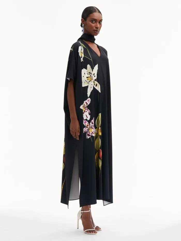 Women Oscar De La Renta Dresses Orchid Jersey Caftan Women Oscar De La Renta Dresses Orchid Jersey Caftan