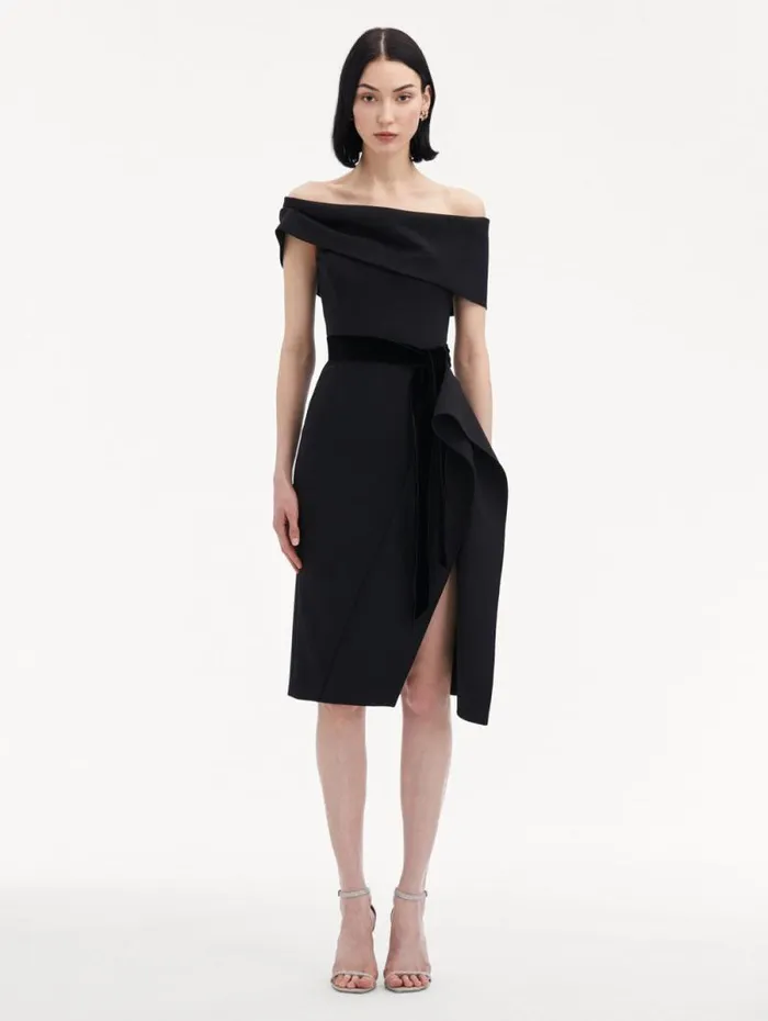 Women Oscar De La Renta Dresses RibbonDetailed Off Shoulder Cocktail Dress Black Women Oscar De La Renta Dresses RibbonDetailed Off Shoulder Cocktail Dress Black