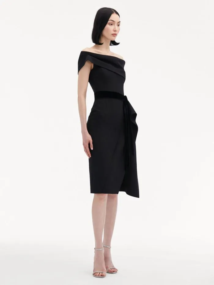 Women Oscar De La Renta Dresses RibbonDetailed Off Shoulder Cocktail Dress Black Women Oscar De La Renta Dresses RibbonDetailed Off Shoulder Cocktail Dress Black