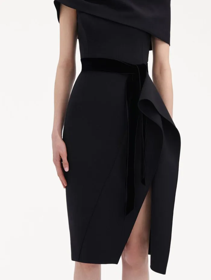 Women Oscar De La Renta Dresses RibbonDetailed Off Shoulder Cocktail Dress Black Women Oscar De La Renta Dresses RibbonDetailed Off Shoulder Cocktail Dress Black
