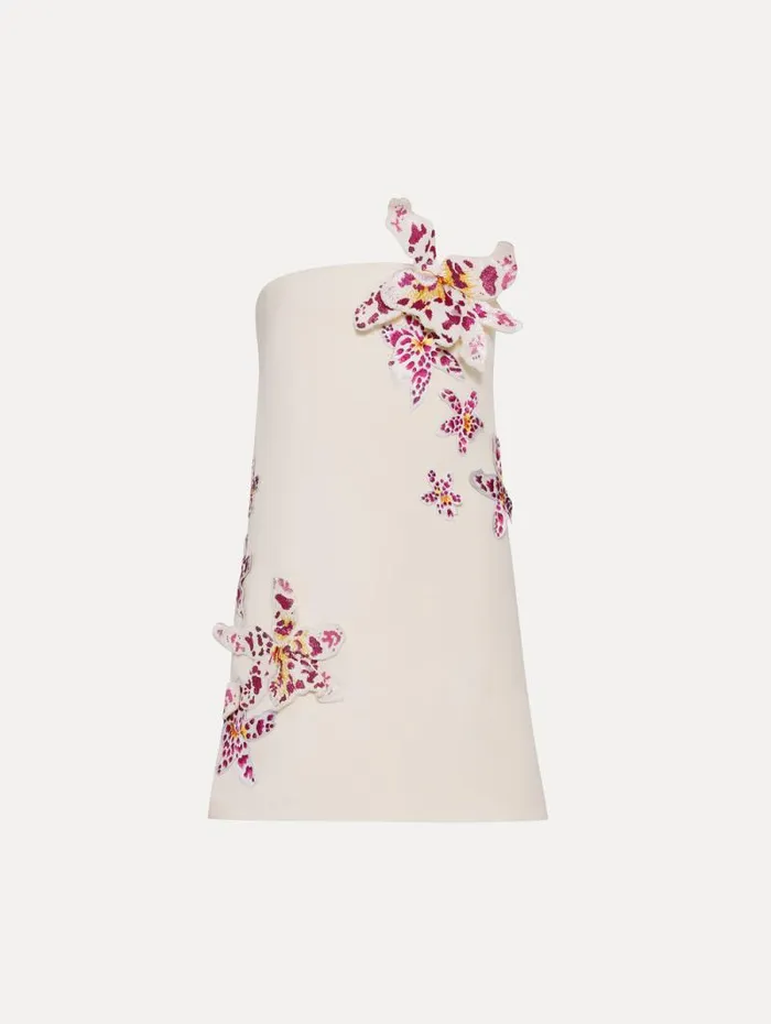Women Oscar De La Renta Dresses Watercolor Orchid Cocktail Dress Ivory