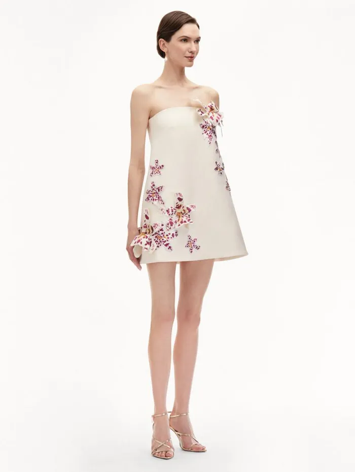 Women Oscar De La Renta Dresses Watercolor Orchid Cocktail Dress Ivory Women Oscar De La Renta Dresses Watercolor Orchid Cocktail Dress Ivory
