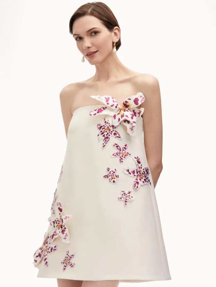 Women Oscar De La Renta Dresses Watercolor Orchid Cocktail Dress Ivory Women Oscar De La Renta Dresses Watercolor Orchid Cocktail Dress Ivory