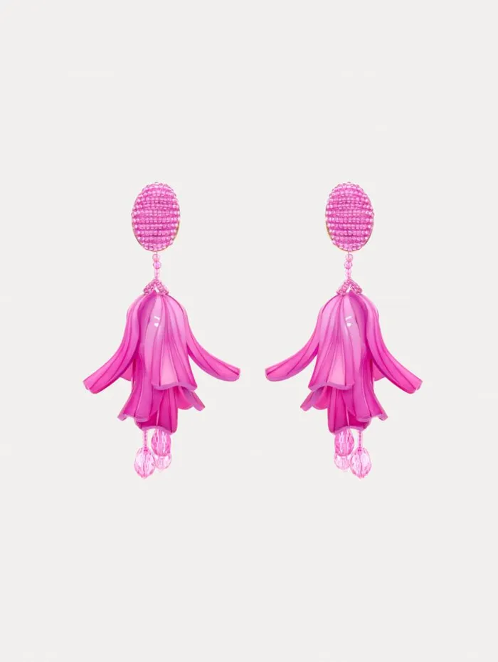 Women Oscar De La Renta Earrings Classic Impatiens ClipOn Earrings Rose