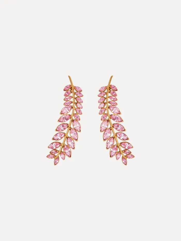 Women Oscar De La Renta Earrings Crystal Branch Earrings Rose