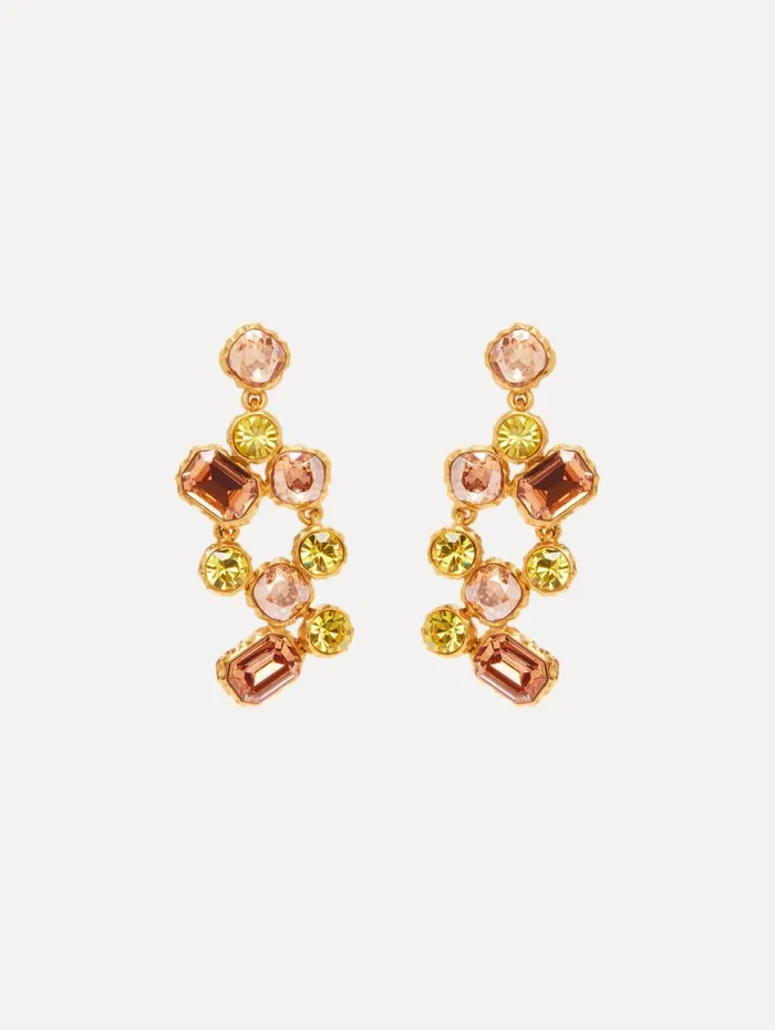 Women Oscar De La Renta Earrings Crystal Scramble Earrings Topaz Multi
