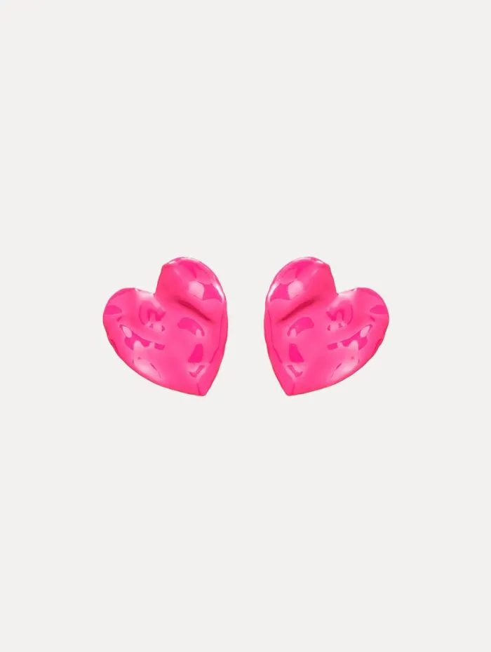 Women Oscar De La Renta Earrings Enamel Heart Earrings Fuchsia