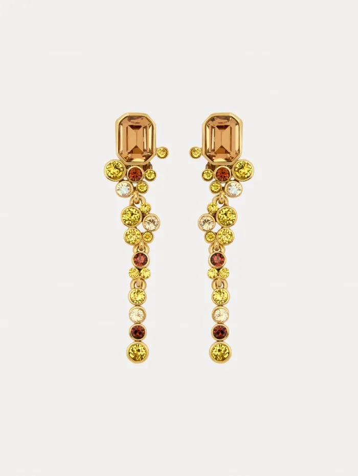 Women Oscar De La Renta Earrings Mixed Crystal ClipOn Earrings Topaz