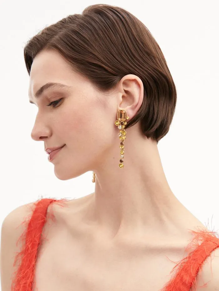 Women Oscar De La Renta Earrings Mixed Crystal ClipOn Earrings Topaz Women Oscar De La Renta Earrings Mixed Crystal ClipOn Earrings Topaz