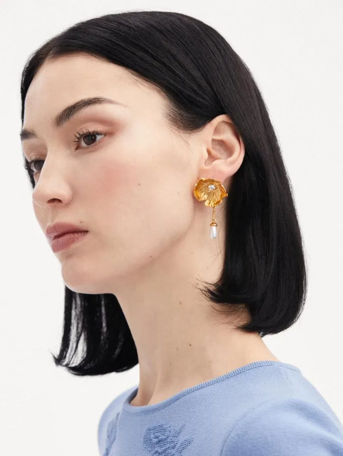 Women Oscar De La Renta Earrings Pearl Drop Flower Earrings Pearl Women Oscar De La Renta Earrings Pearl Drop Flower Earrings Pearl