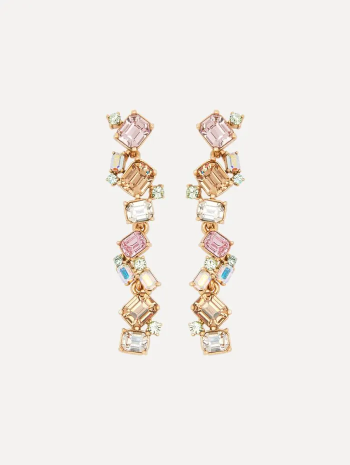 Women Oscar De La Renta Earrings Scramble Crystal Strand Earrings Rose Gold Multi