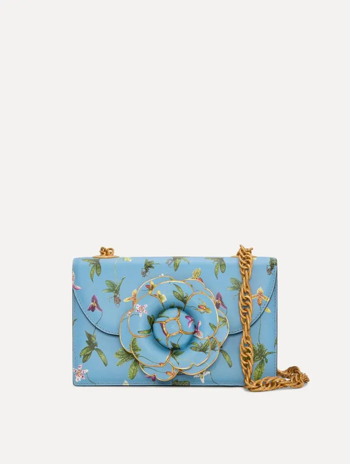 Women Oscar De La Renta Handbags Orchid Printed TRO Bag Powder Blue